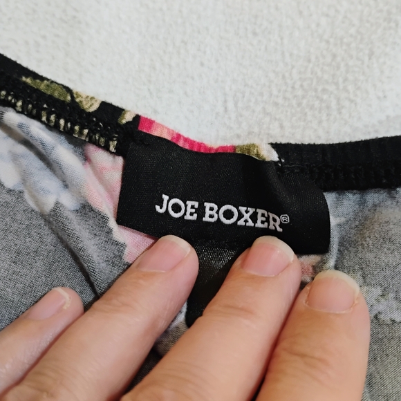 Joe Boxer Black Floral Long Sleeve Top with Pink & Blue Roses - Picture 2 of 8